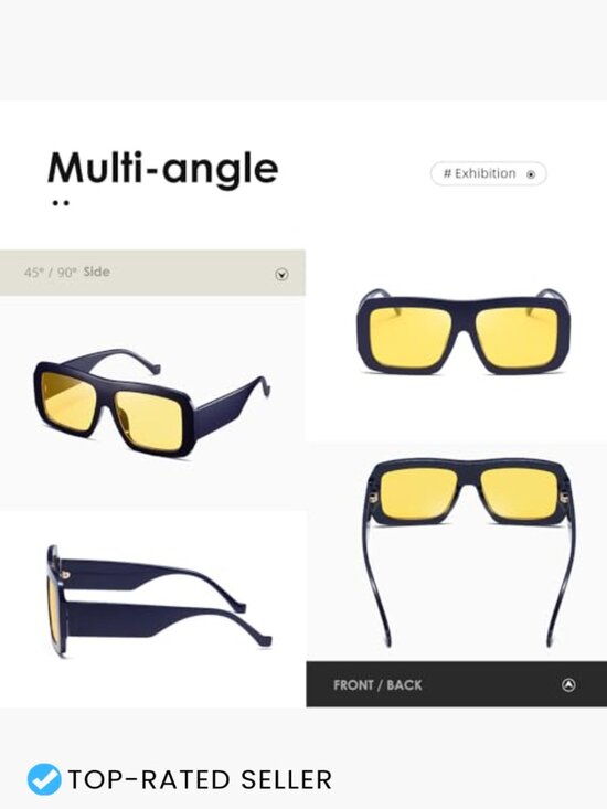 Retro Square Oversized Sunglasses Trendy UV400 Protection Shield Frame main image 6